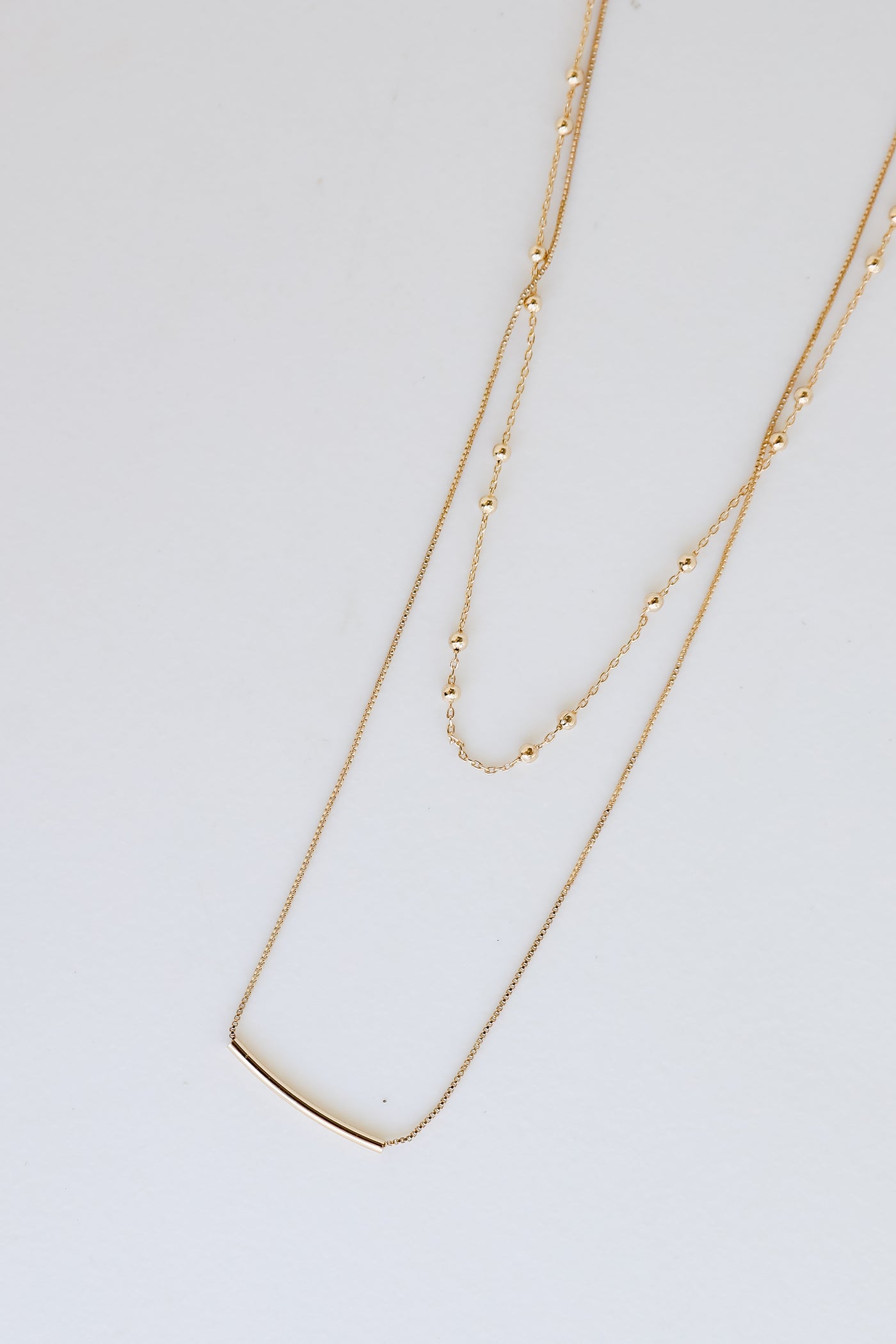 Gold Layered Chain Necklace close up