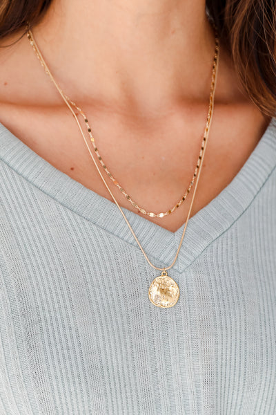 Gold Pendant Layered Necklace