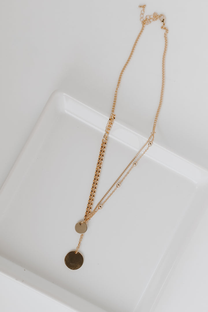 Gold Chain Layered Necklace flat lay