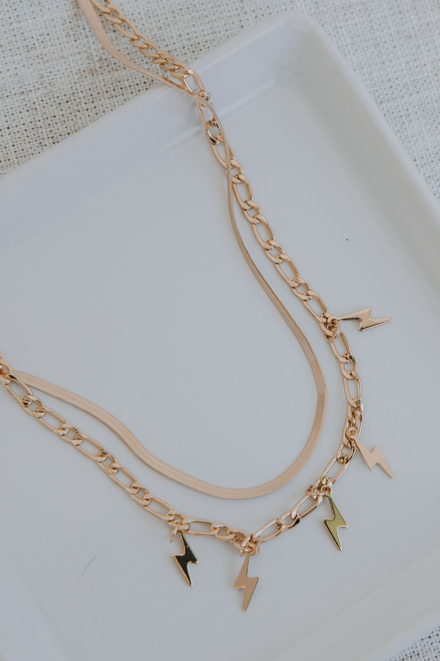 Gold Lightning Bolt Layered Necklace from dress up