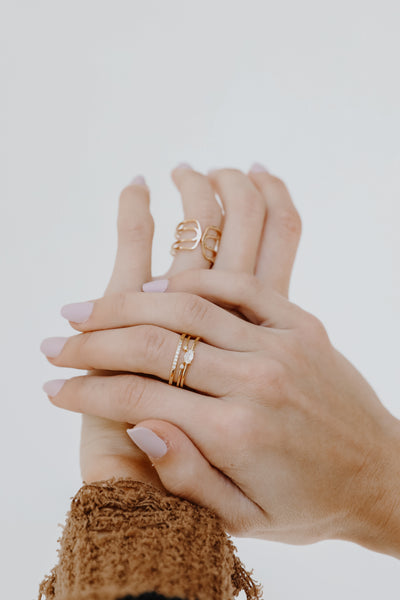 Gold Rhinestone Ring on model