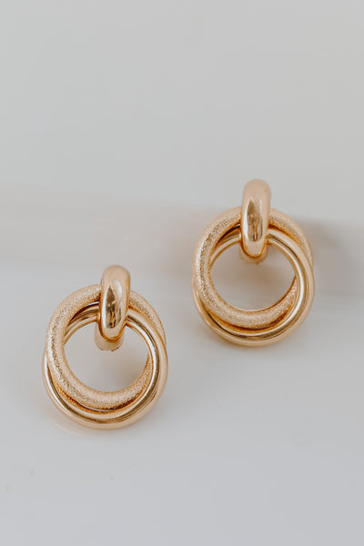 Gold Circle Drop Earrings from dress up
