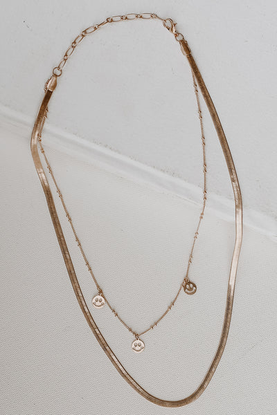 Mia Gold Smiley Face Layered Necklace