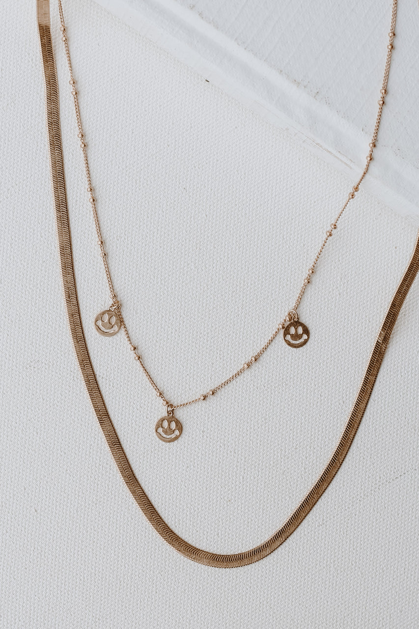 Mia Gold Smiley Face Layered Necklace