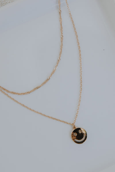 Gold Layered Smiley Face Necklace from dress up