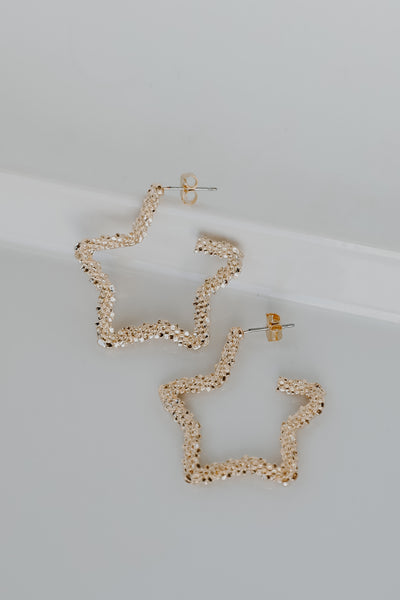 Gold Star Hoop Earrings flat lay