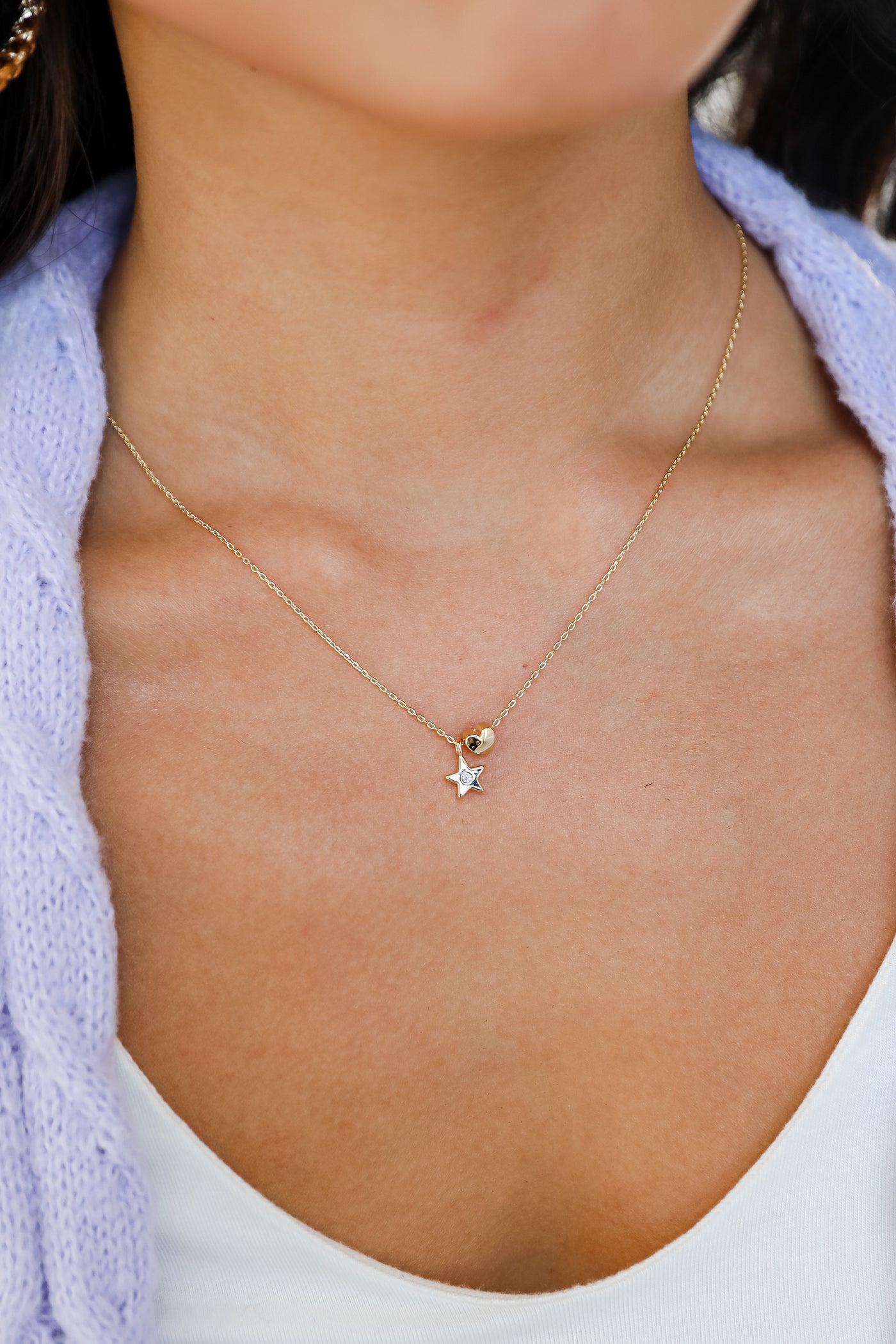 Gold Star + Heart Charm Necklace