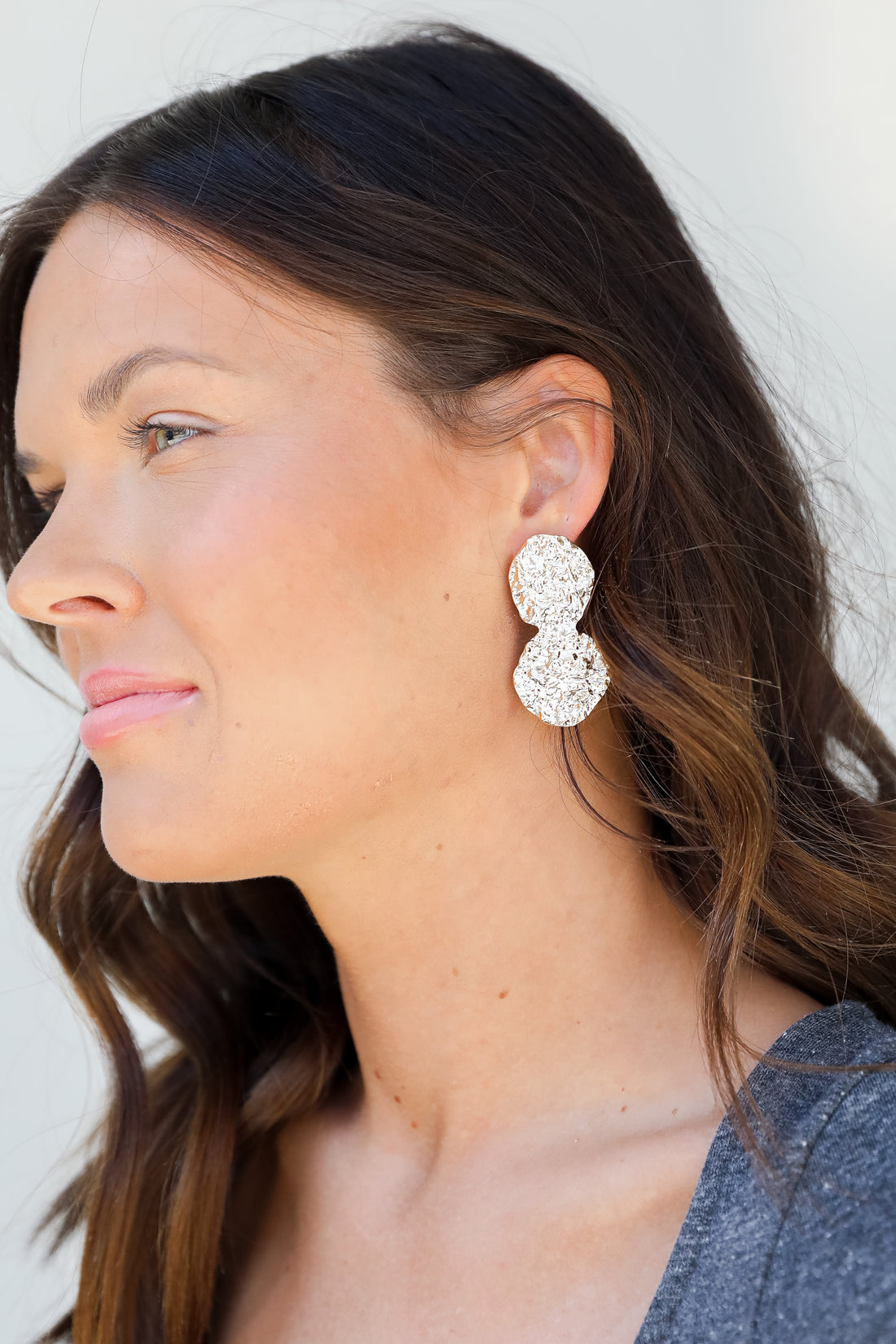 Gold Hammered Drop Earrings