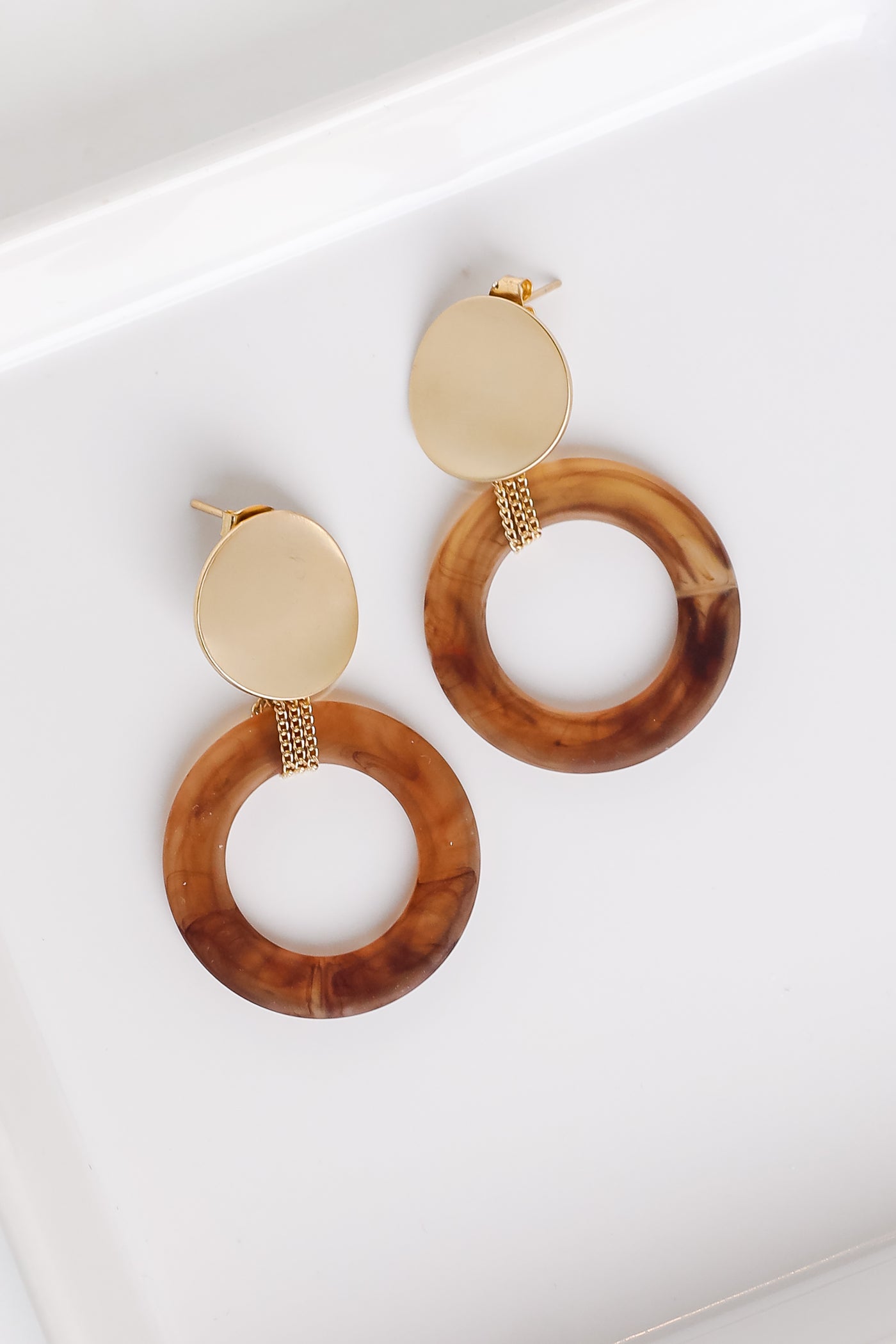 Acrylic Drop Earrings in brown