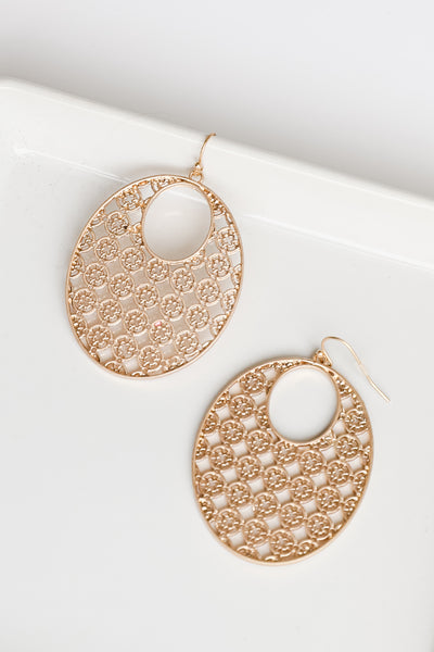 Gold Statement Drop Earrings from dress up