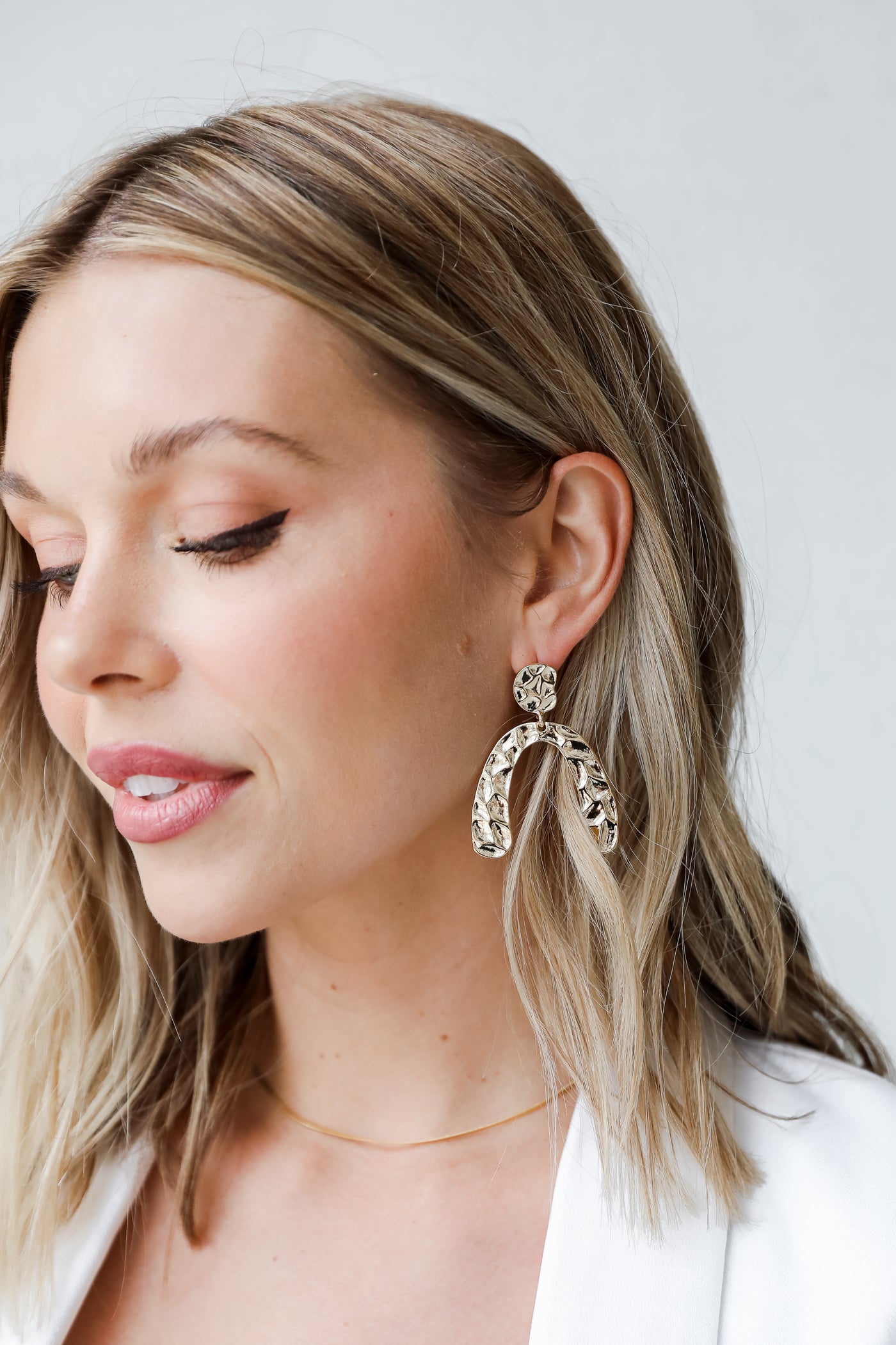 Gold Hammered Statement Earrings