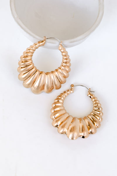 Gold Statement Hoop Earrings close up