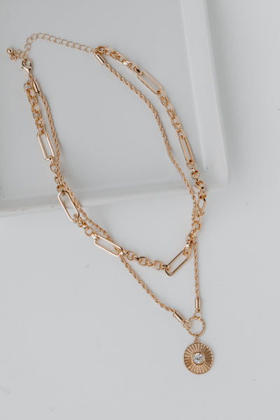 Gold Layered Necklace flat lay