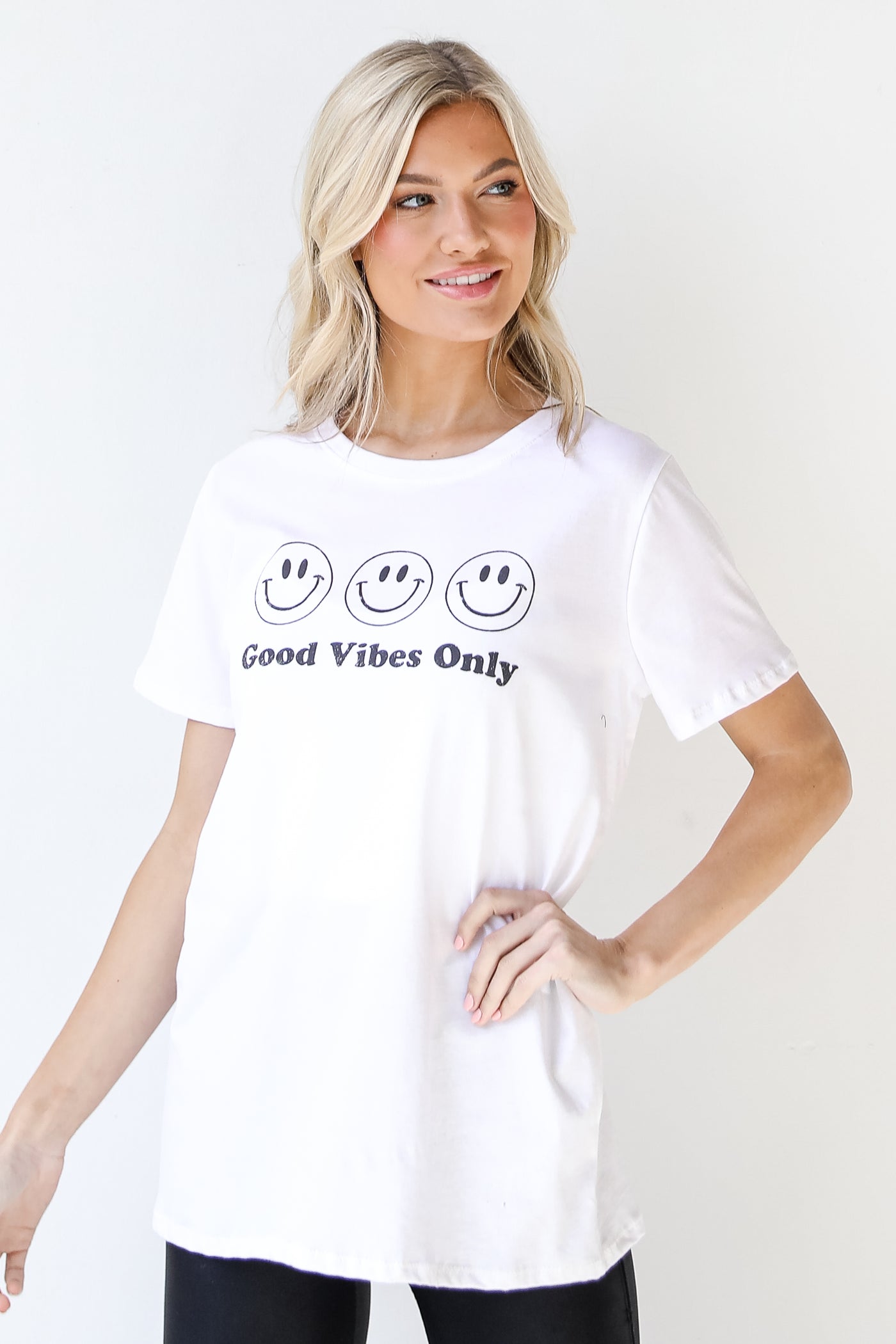 Good Vibes Only Smiley Graphic Tee from dress up