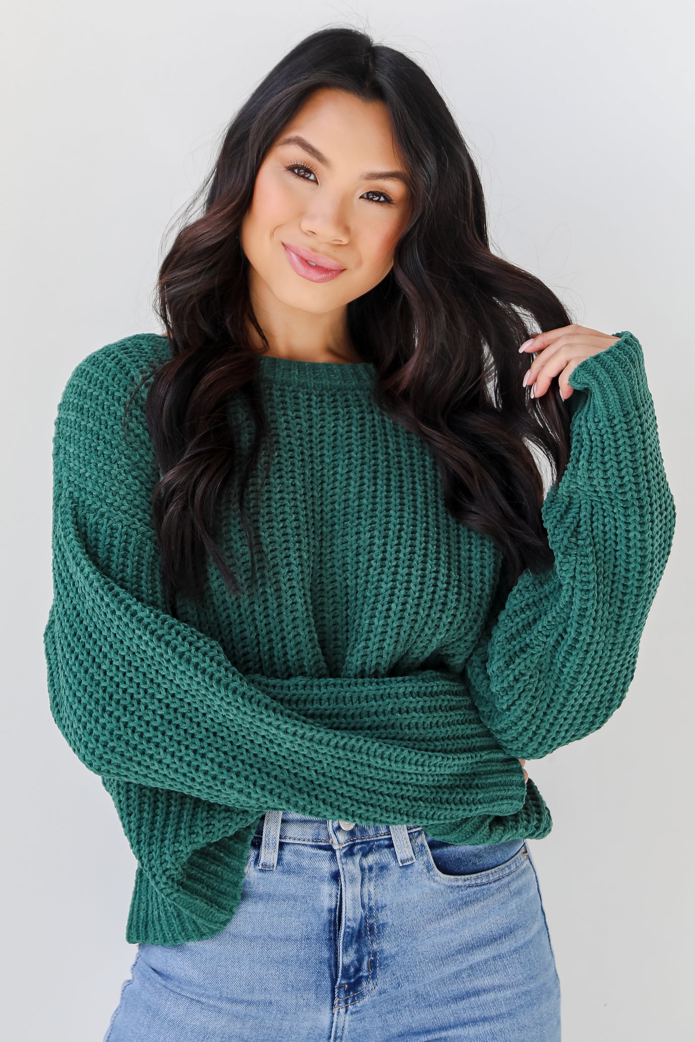 green Chenille Sweater