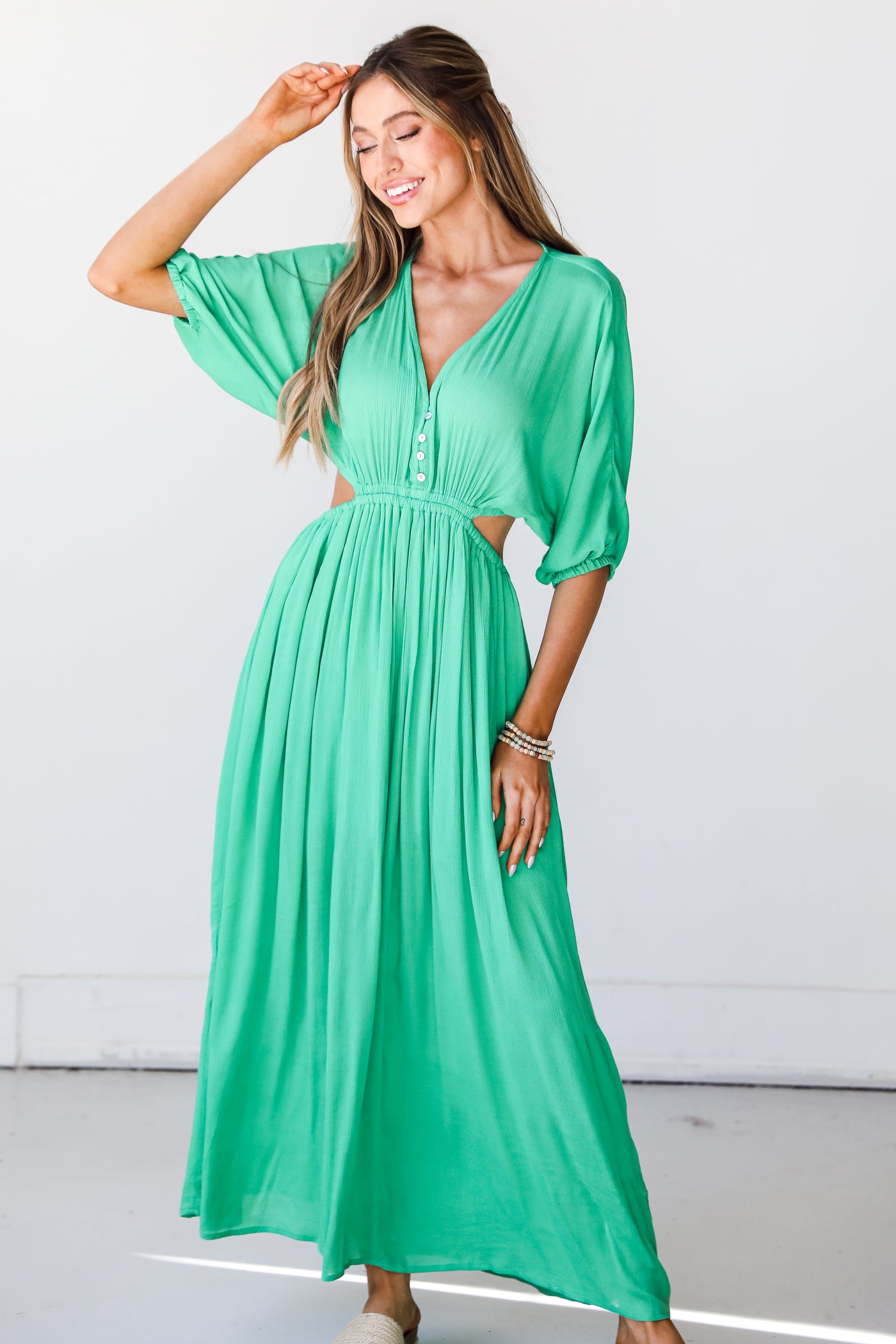 green Cutout Maxi Dress