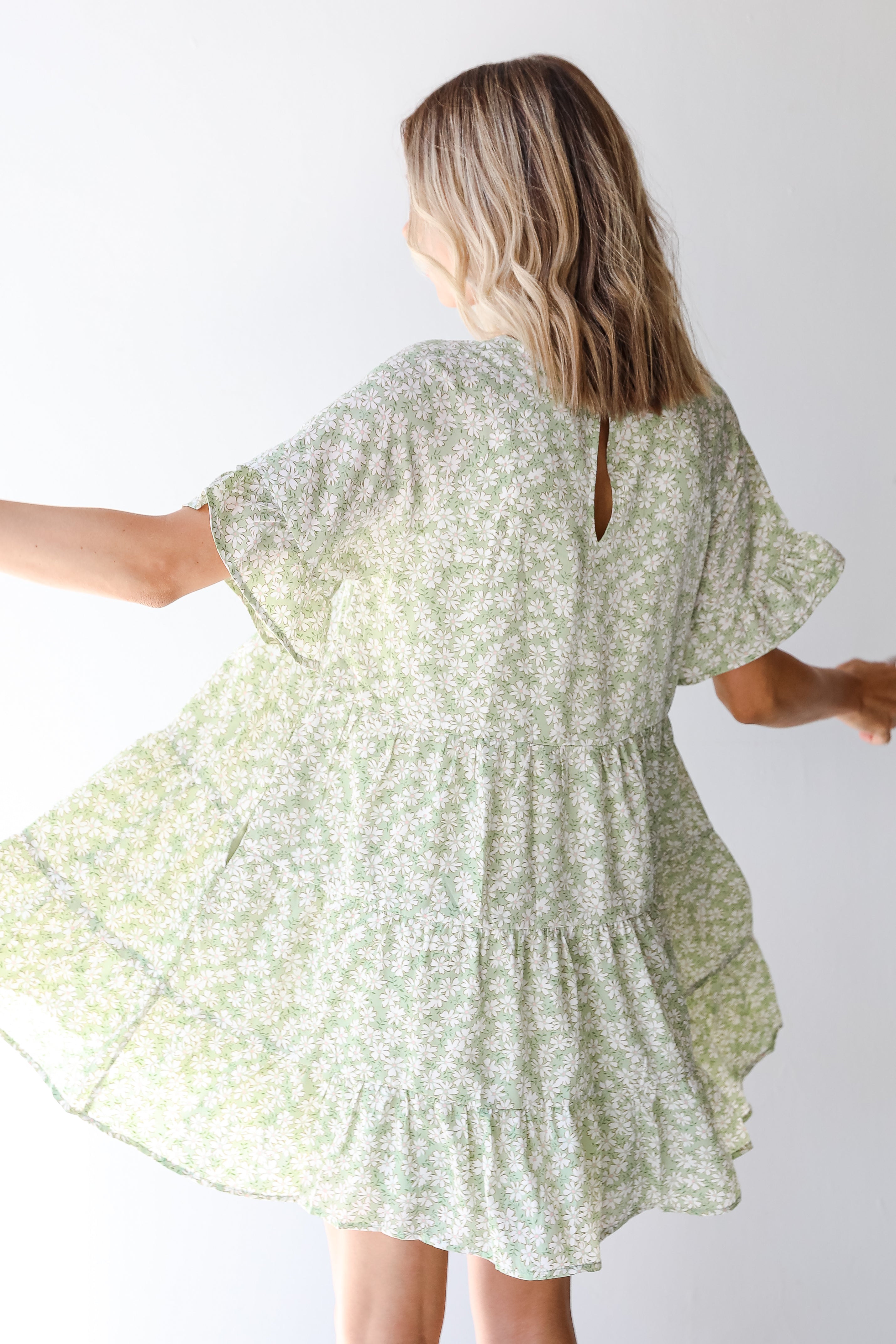 Tiered Floral Mini Dress back view