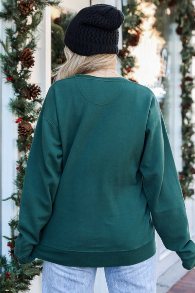 Hunter Green Merry And Bright Pullover back view