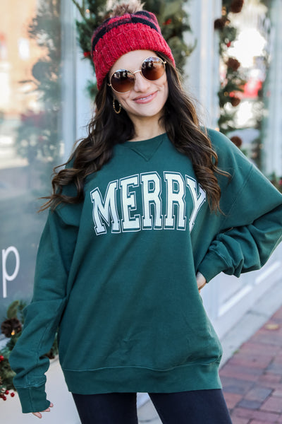 Hunter Green Merry Pullover front view