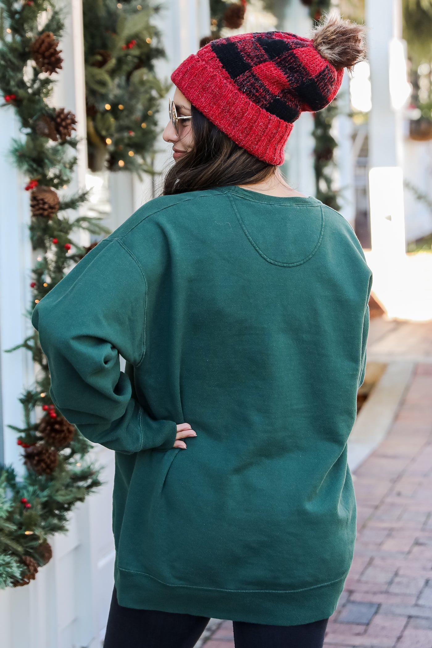 Hunter Green Merry Pullover back view
