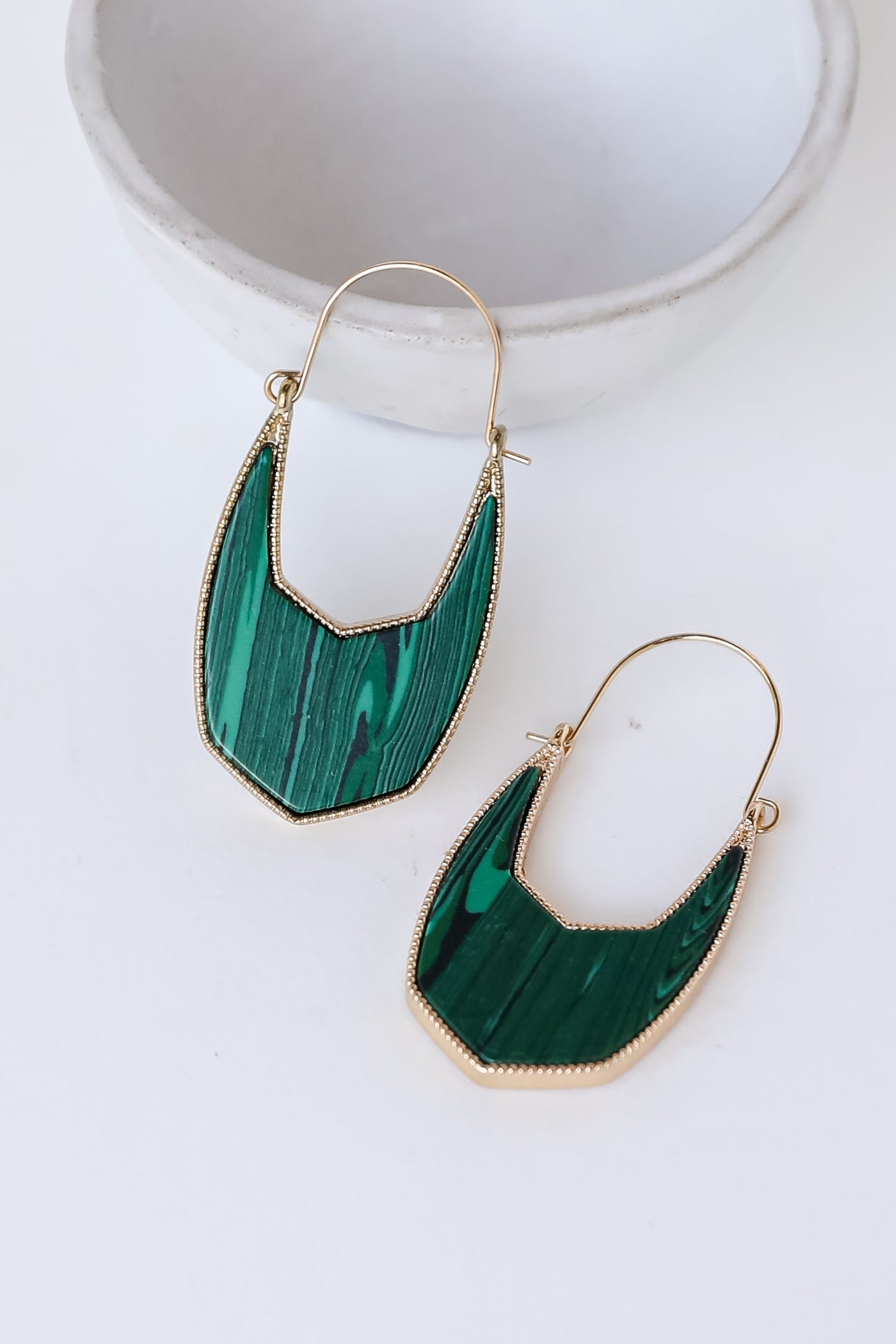 green Acrylic Statement Earrings flat lay