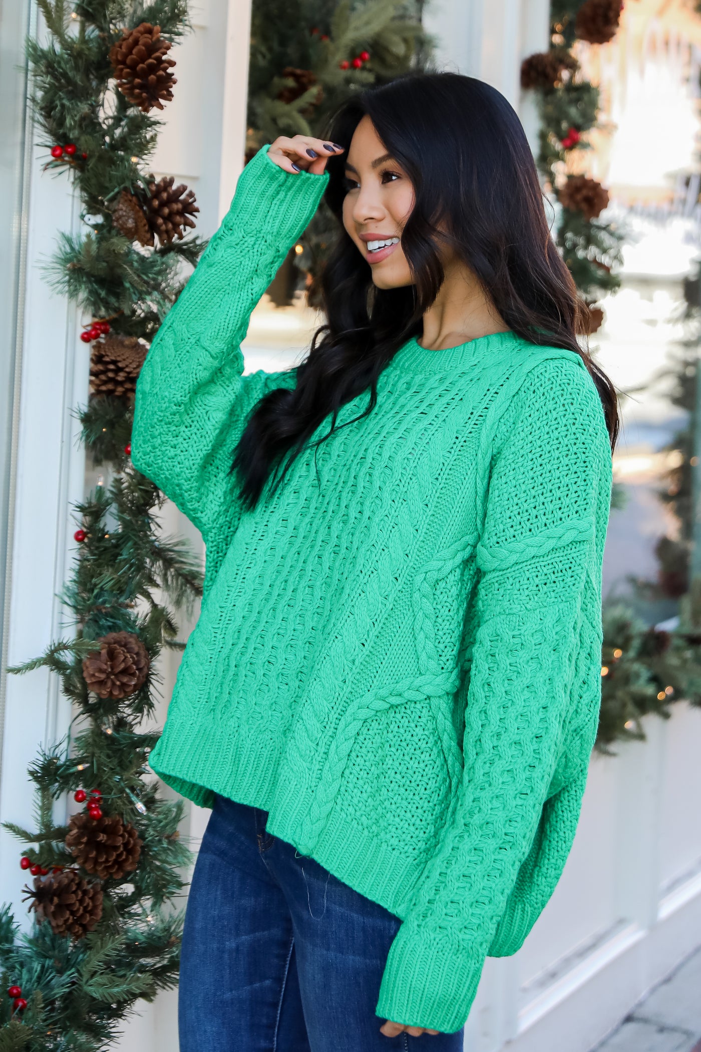 green Sweater side view