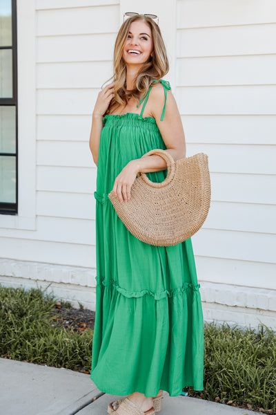 Tiered Maxi Dress in green side view