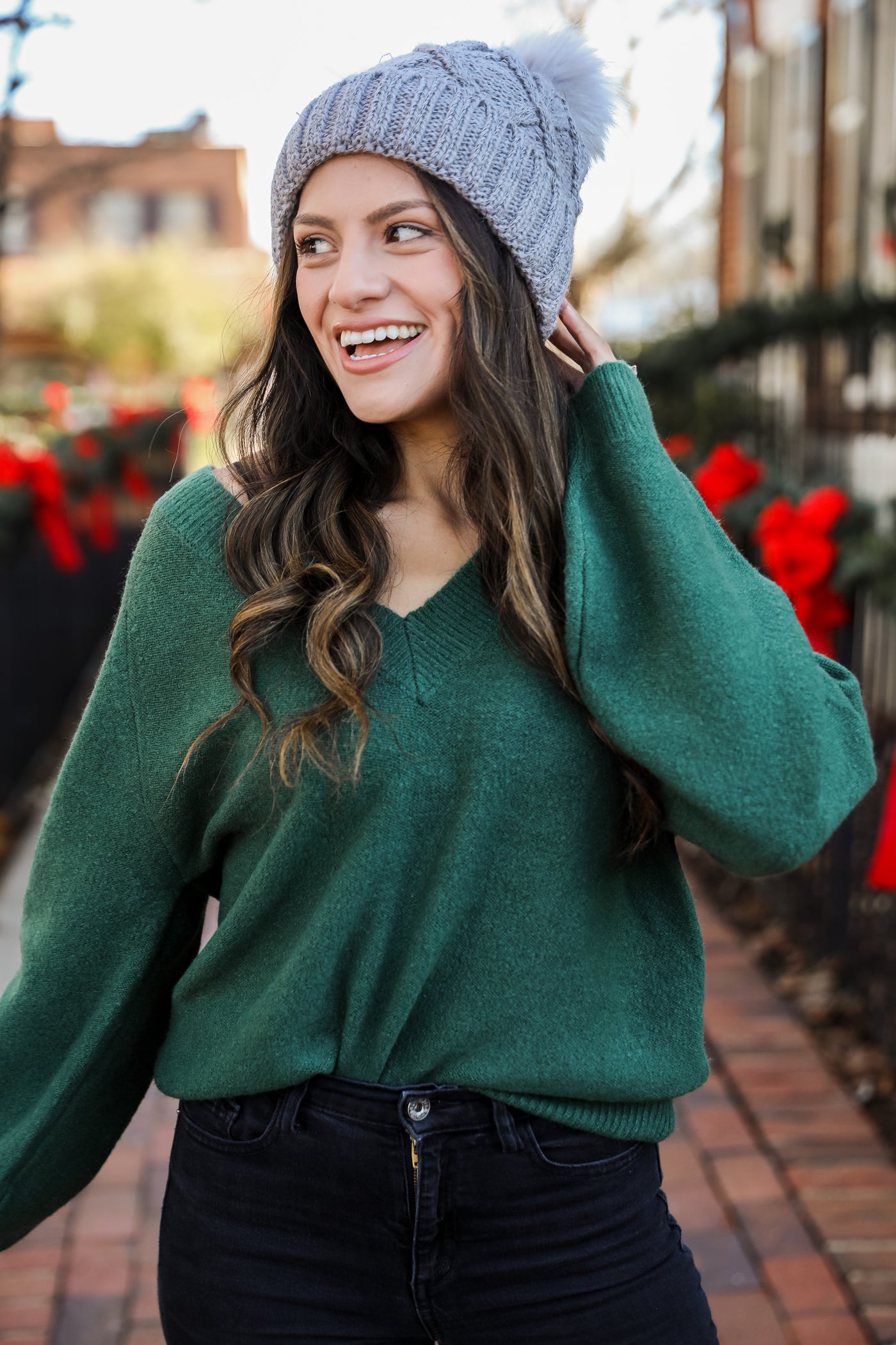 green Sweater on model