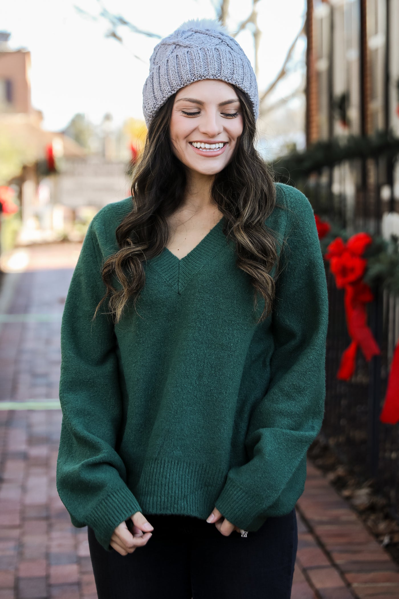 green Sweater front view