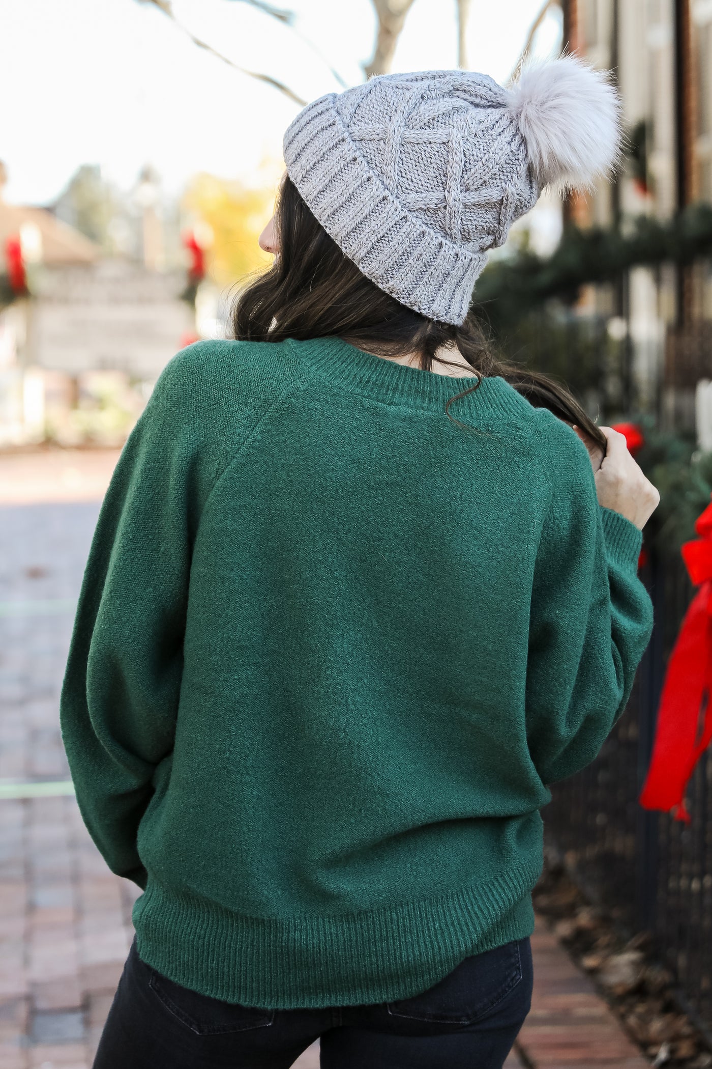 green Sweater back view