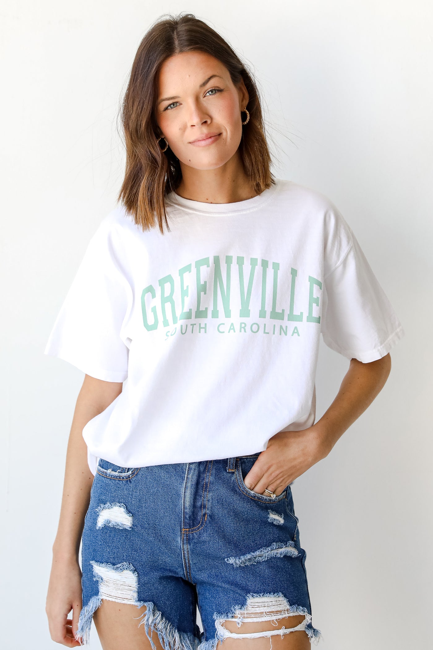 White Greenville South Carolina Tee front view