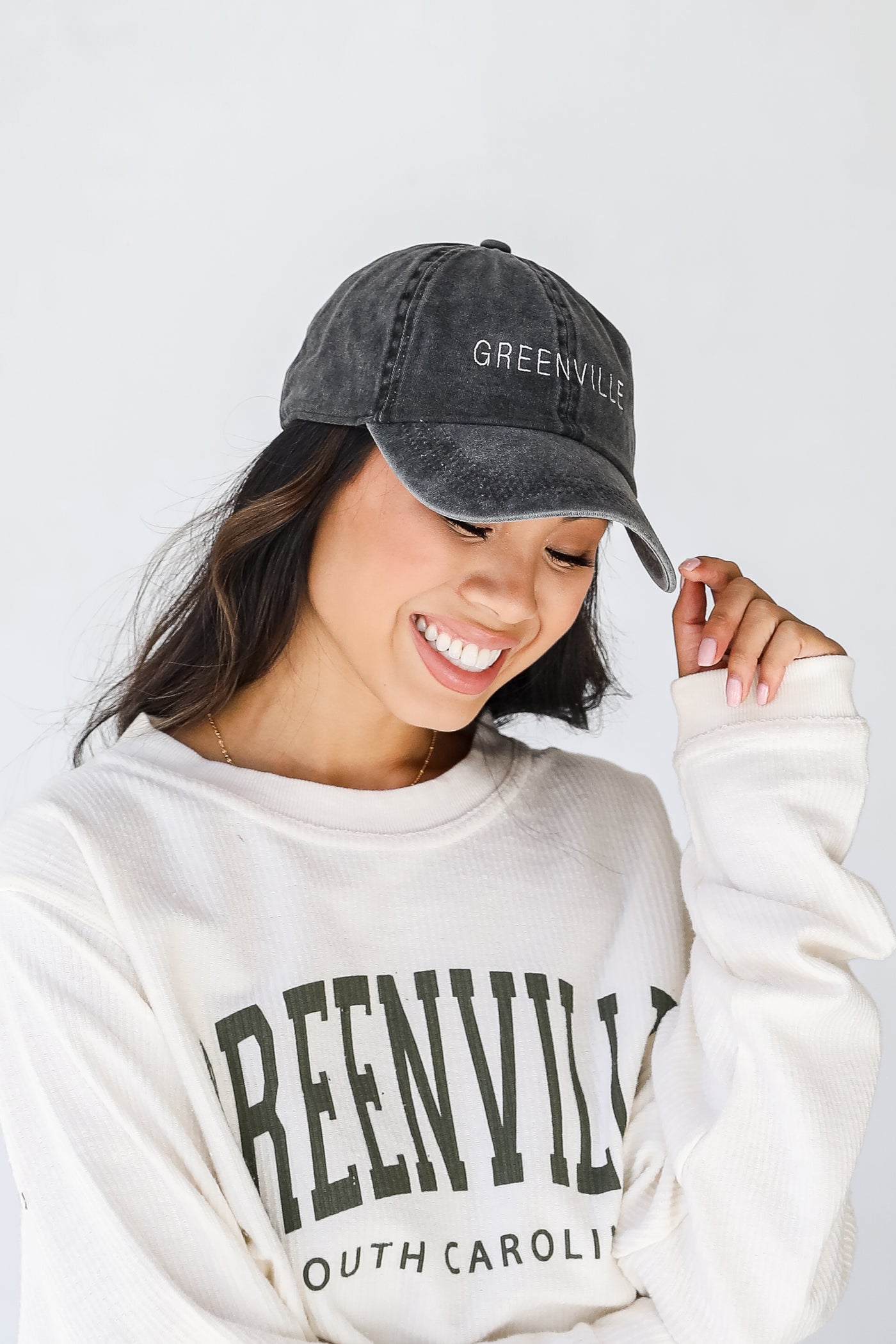 Greenville Embroidered Hat in black front view