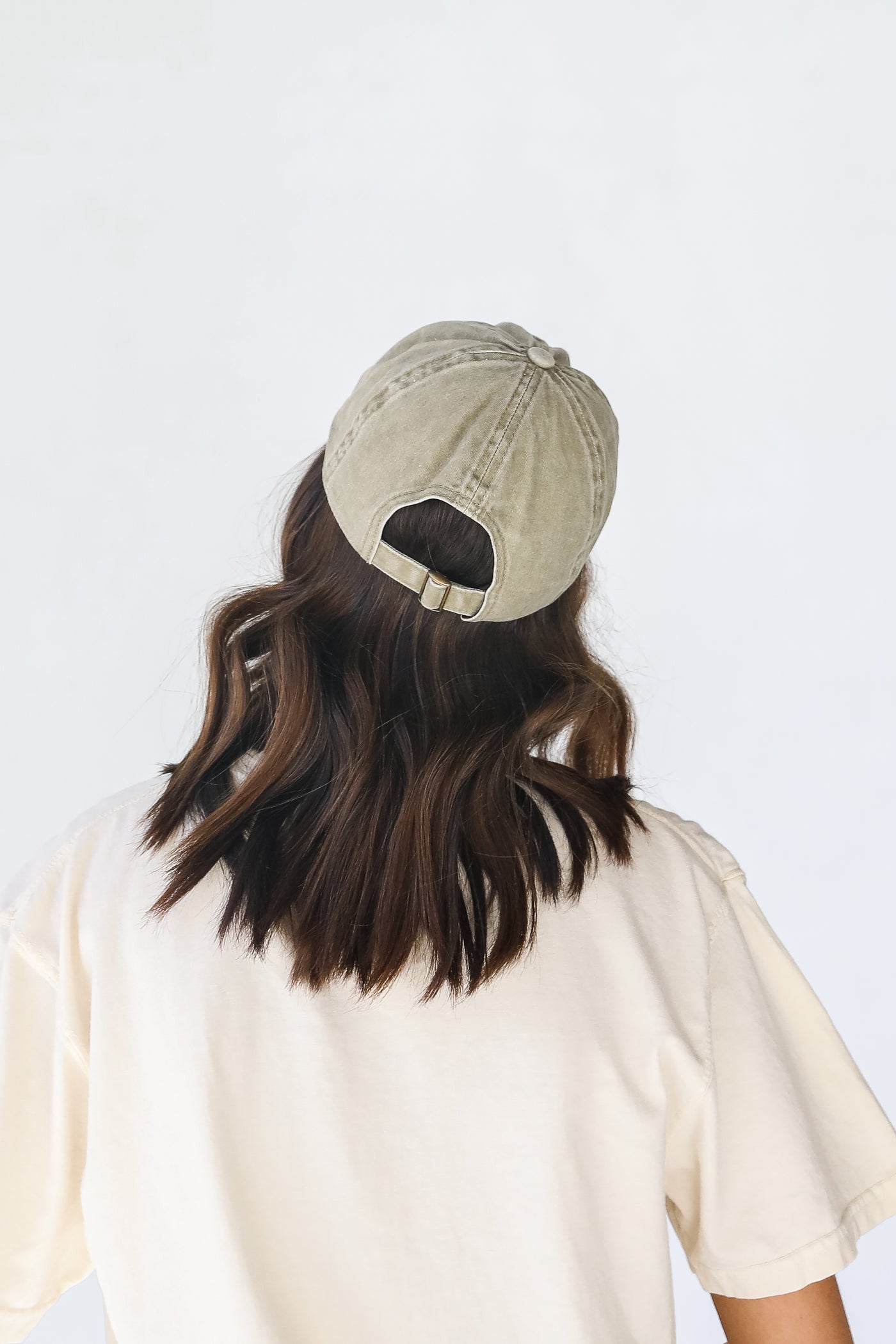 Greenville Embroidered Hat in khaki back view