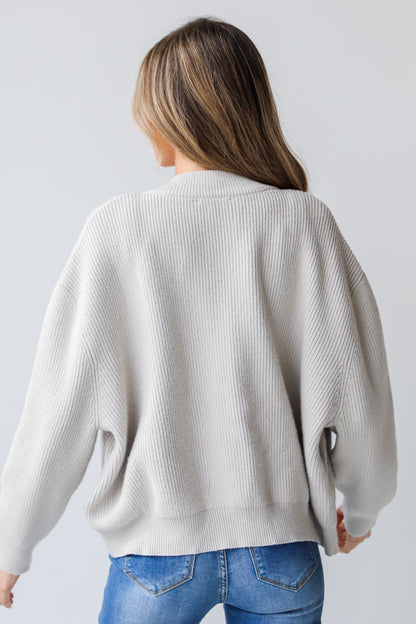 Ribbed Knit Zip-Up Jacket back view