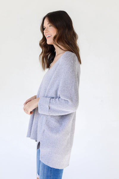 Oversized Sweater in heather grey side view
