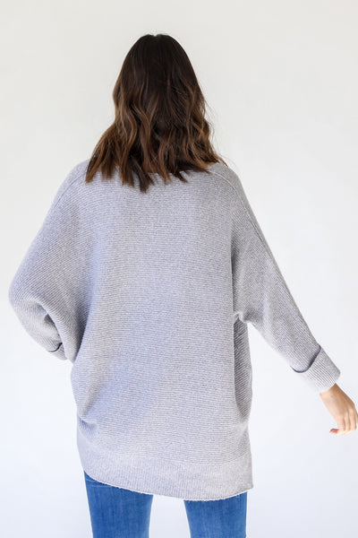 Oversized Sweater in heather grey back view