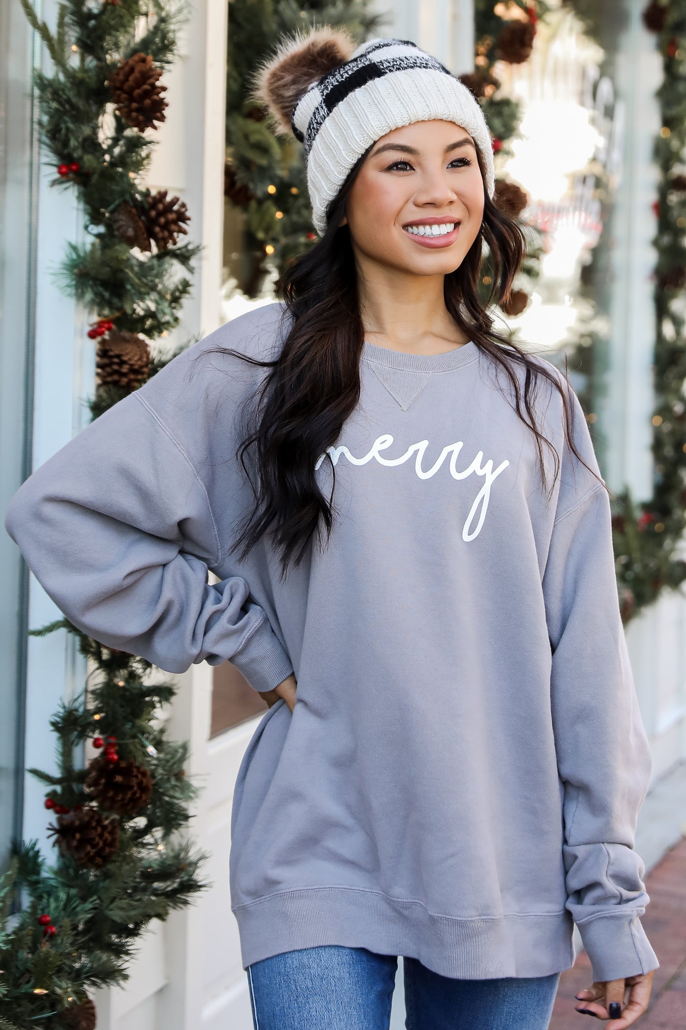 Light Grey Merry Pullover front view