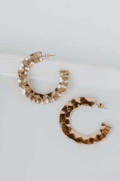 Gold Hammered Hoop Earrings from dress up
