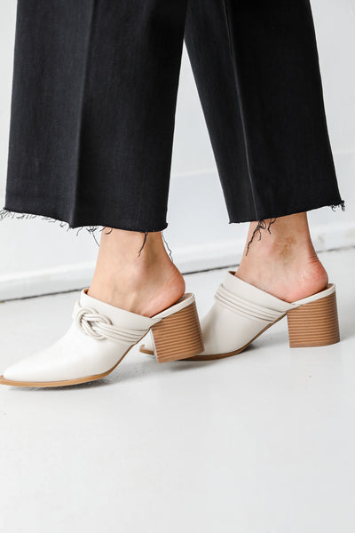 heeled mules side view
