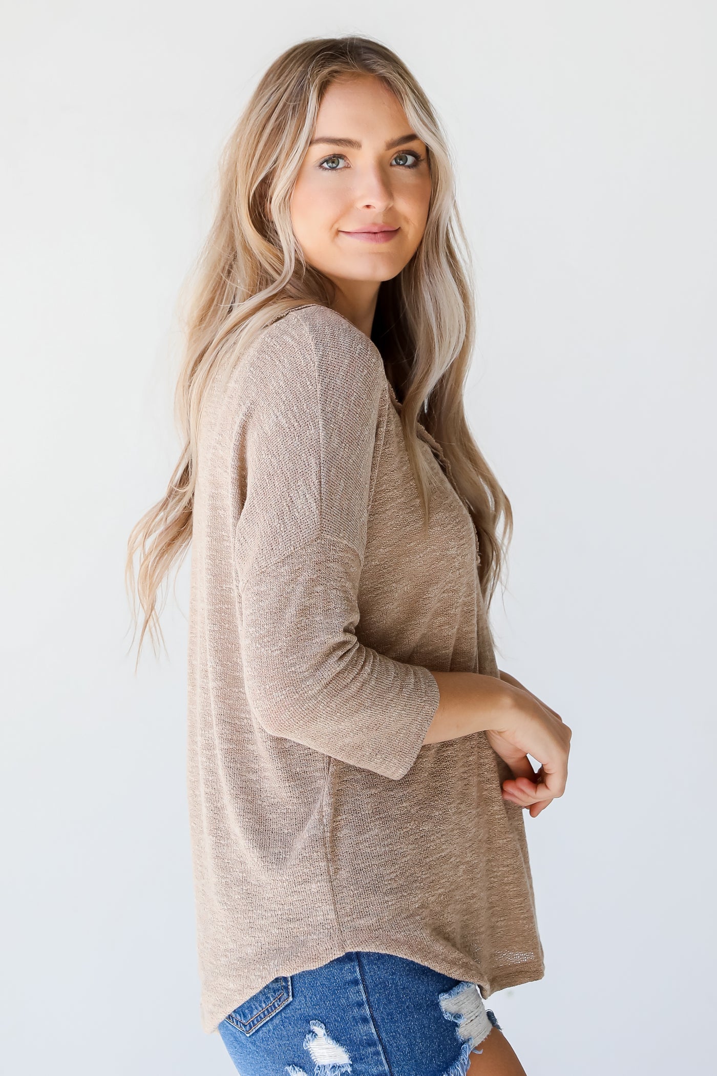 Henley Knit Top side view