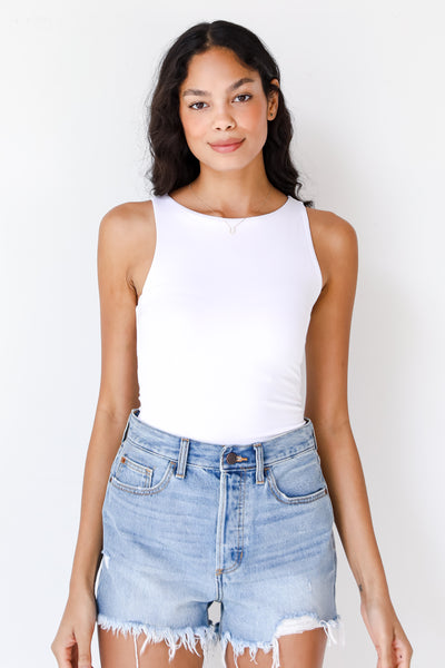 white High Neck Tank front view