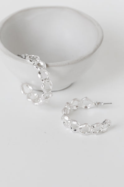silver Chainlink Hoop Earrings