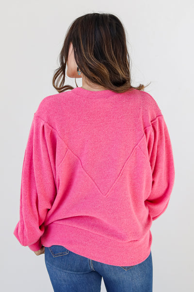 hot pink Brushed Knit Top back view