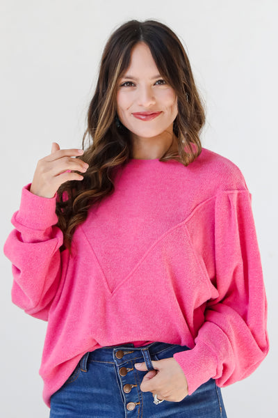 hot pink Brushed Knit Top