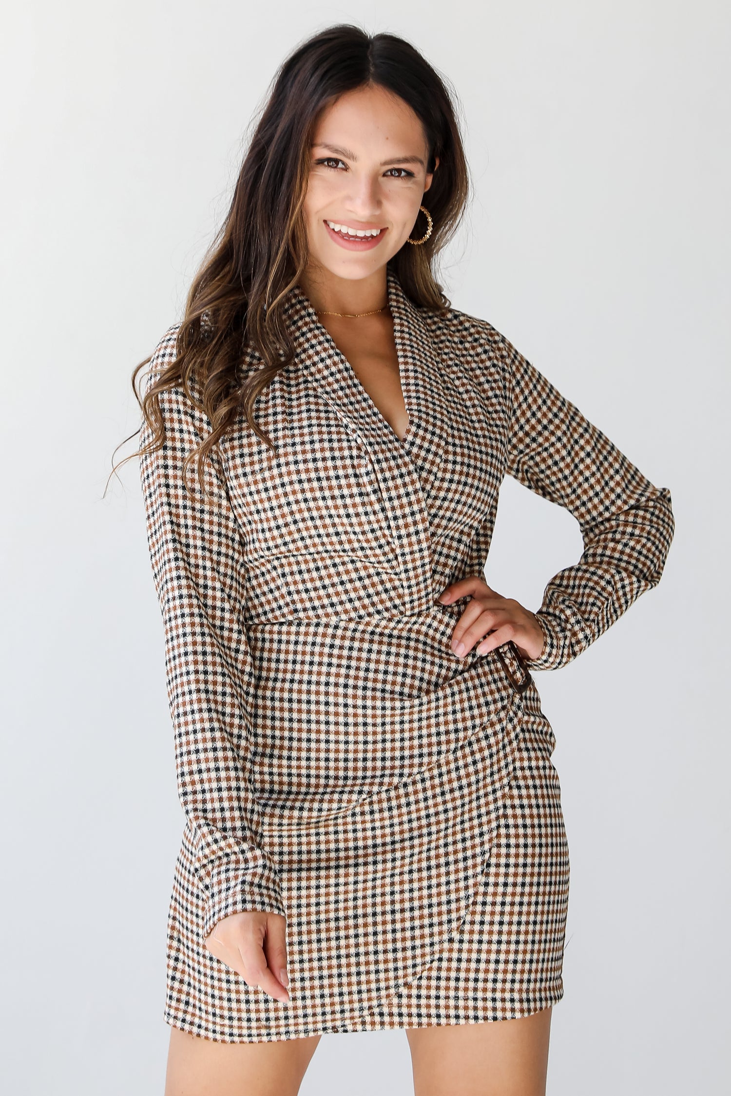 Houndstooth Mini Dress on dress up model