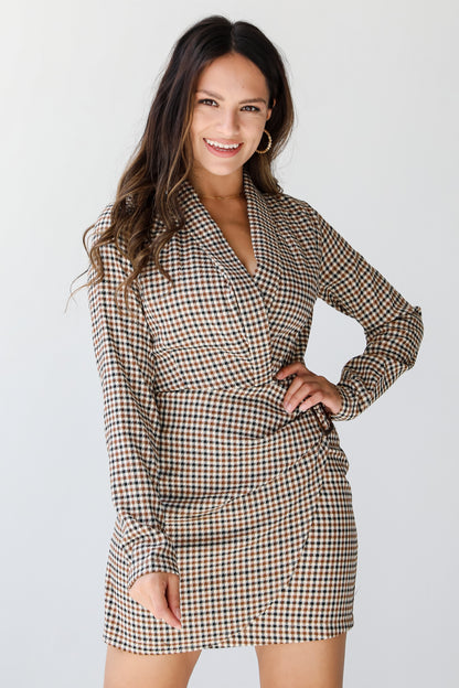 Houndstooth Mini Dress on dress up model