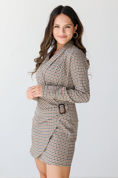 Houndstooth Mini Dress on model