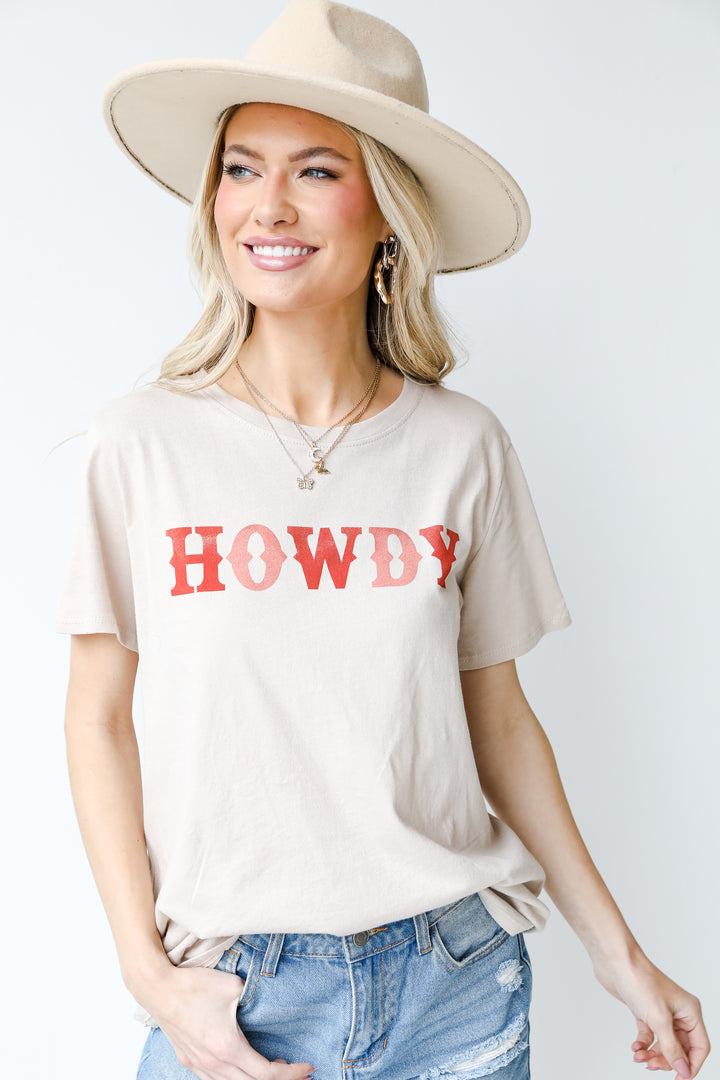 Howdy Oversized Graphic Tee front view