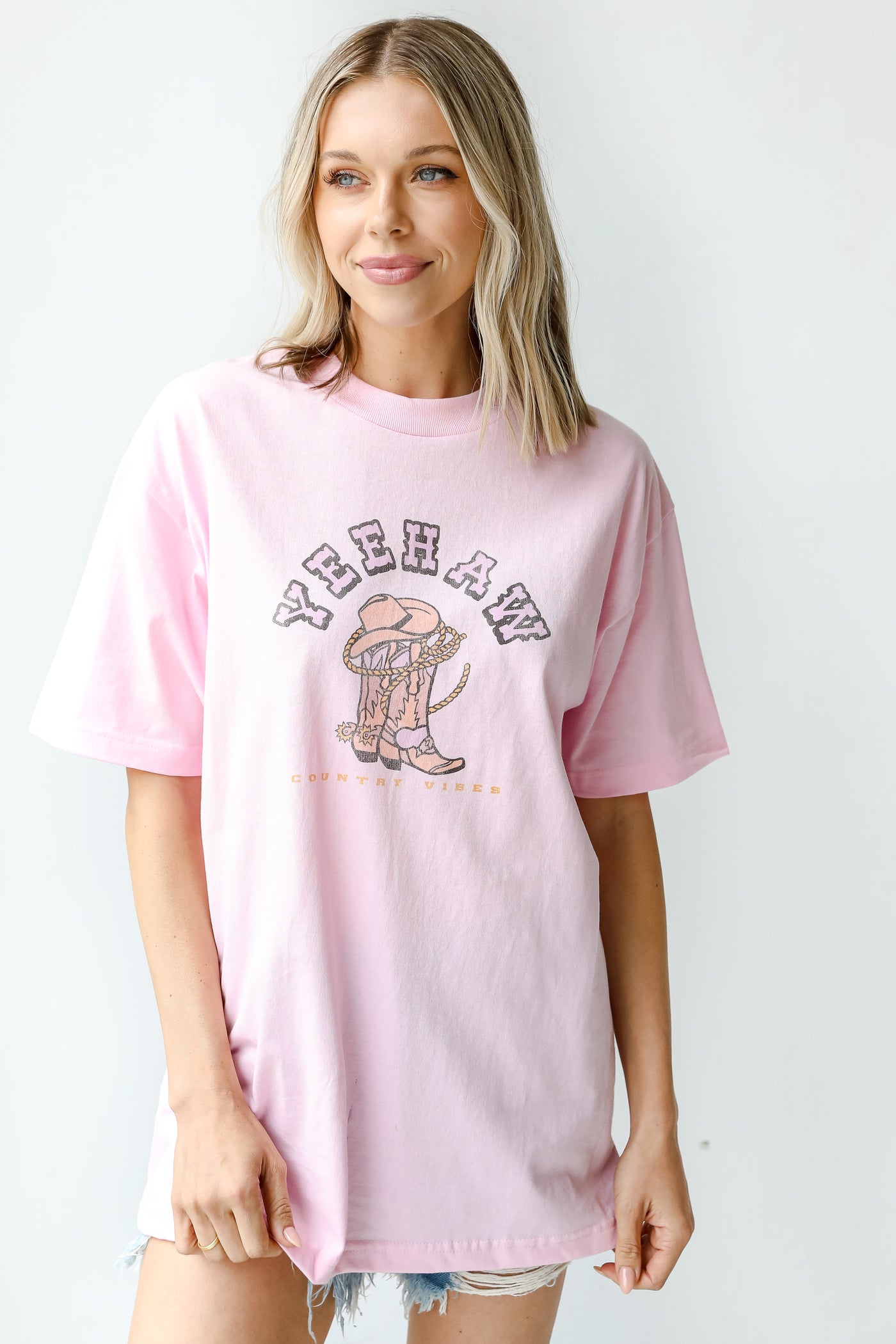 Yeehaw Country Vibes Graphic Tee on model