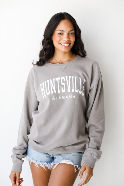 Charcoal Huntsville Alabama Block Letter Pullover front view
